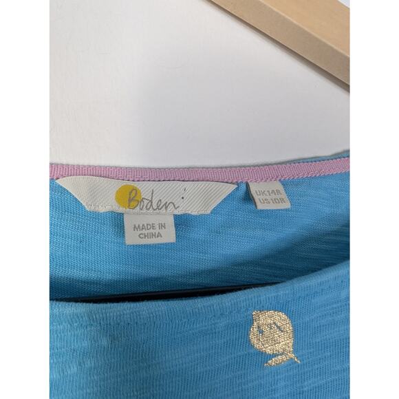 Boden Lemon Foil Print Darcey Jersey Mini Short Sleeve T-Shirt Dress - Picture 5 of 7